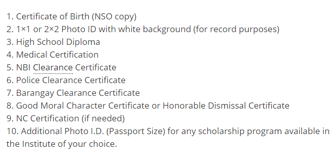 requirements for tesda